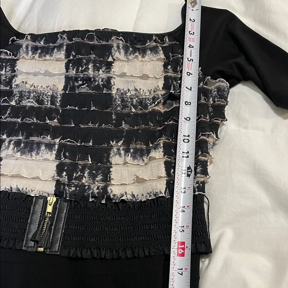 Joseph Ribkoff | Black | Ruffled Top/Hankerchief Skirt | Dress | Size 10 - Picture 12 of 16